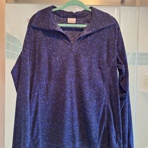 Columbia Blue and Black Patterned Pullover New In Fleece Runs Small